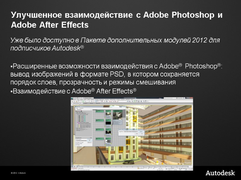 Улучшенное взаимодействие с Adobe Photoshop и Adobe After Effects Уже было доступно в Пакете
